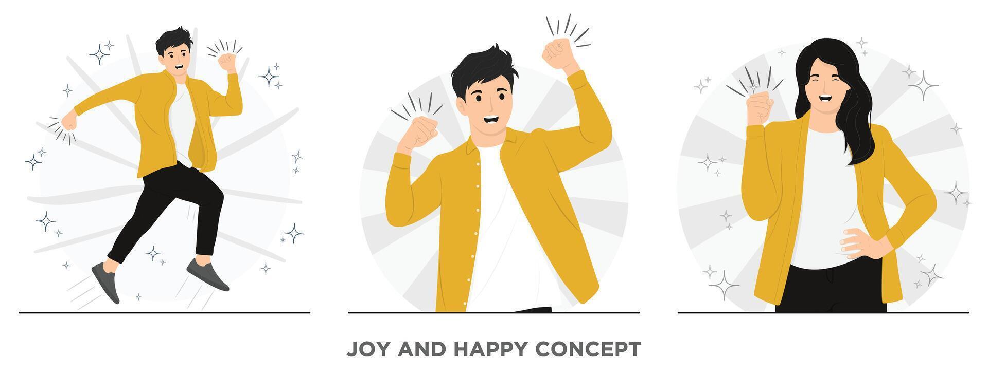 Flat joy and happy people concept illustration vector