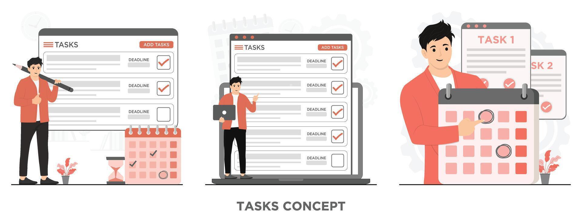 Flat planning events, deadlines and agenda concept illustration vector