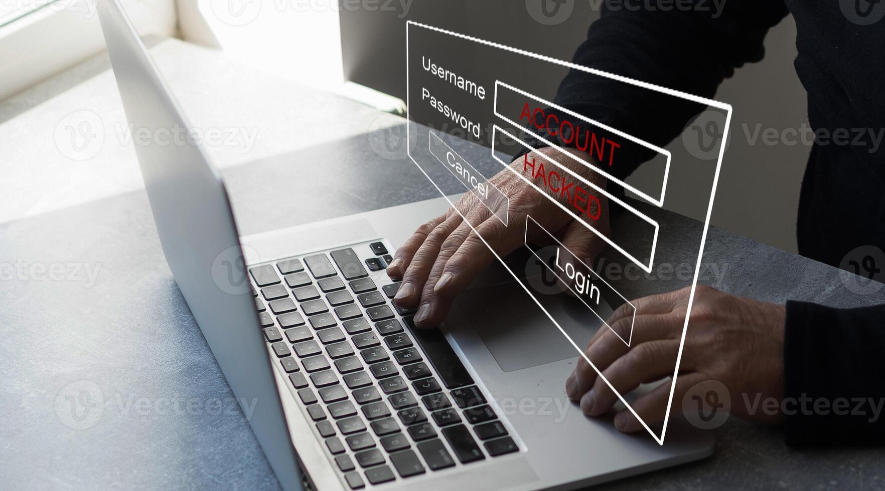 internet network security technology computer online system and spreading to global stolen personal data on computer with virtual screen interfaces. Cyber security concept photo