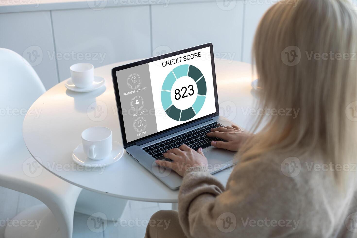 Checking Credit Score Ranking On Laptop Computer. photo