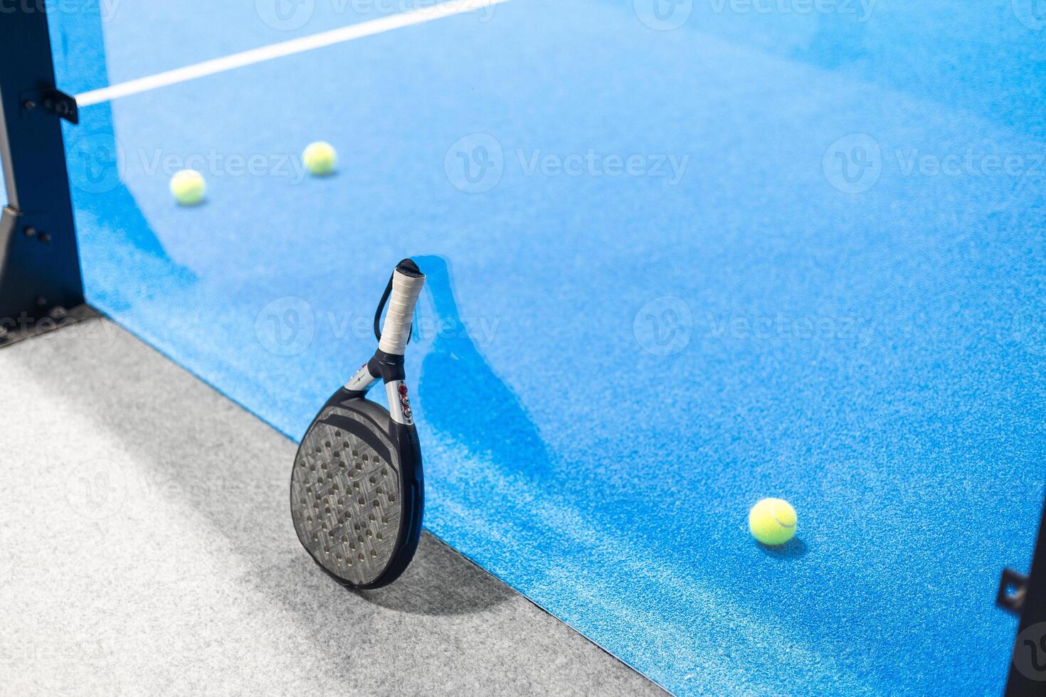 padel tennis racket sport court and balls photo