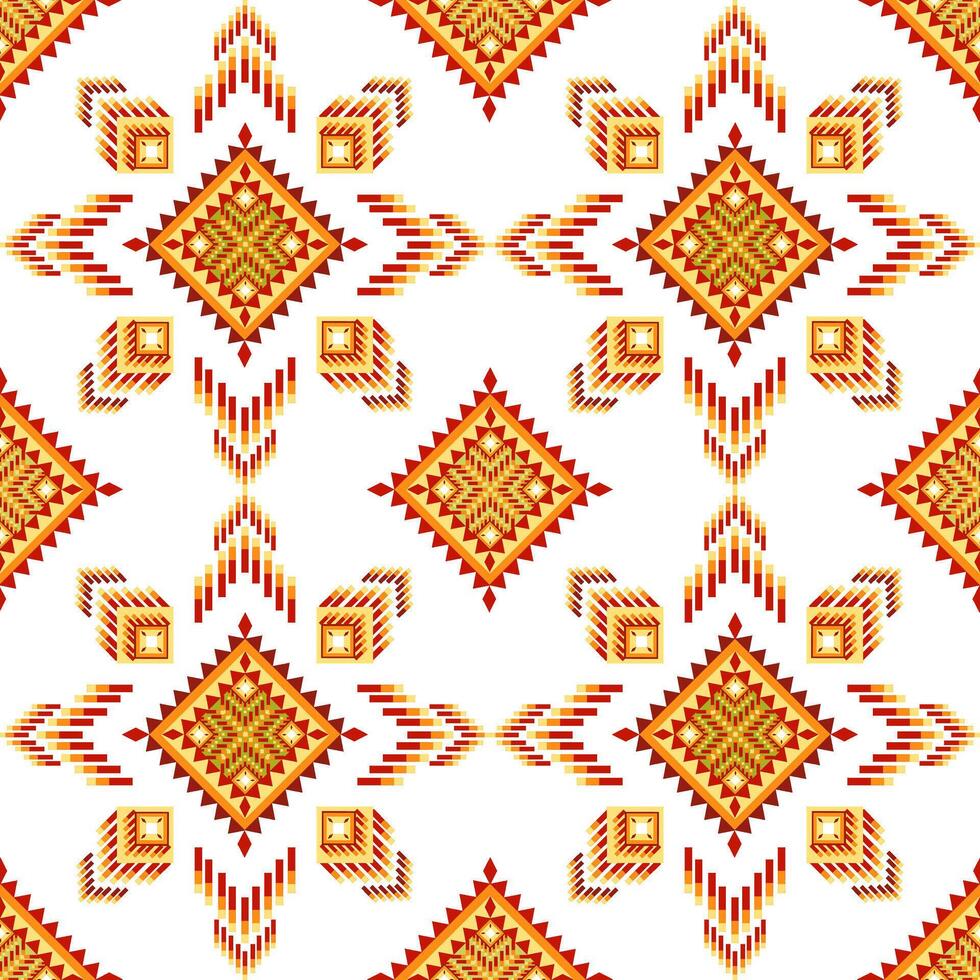 Pixel fabric pattern ethnic oriental traditional design for clothing fabric textile seamless pattern fabric print vector