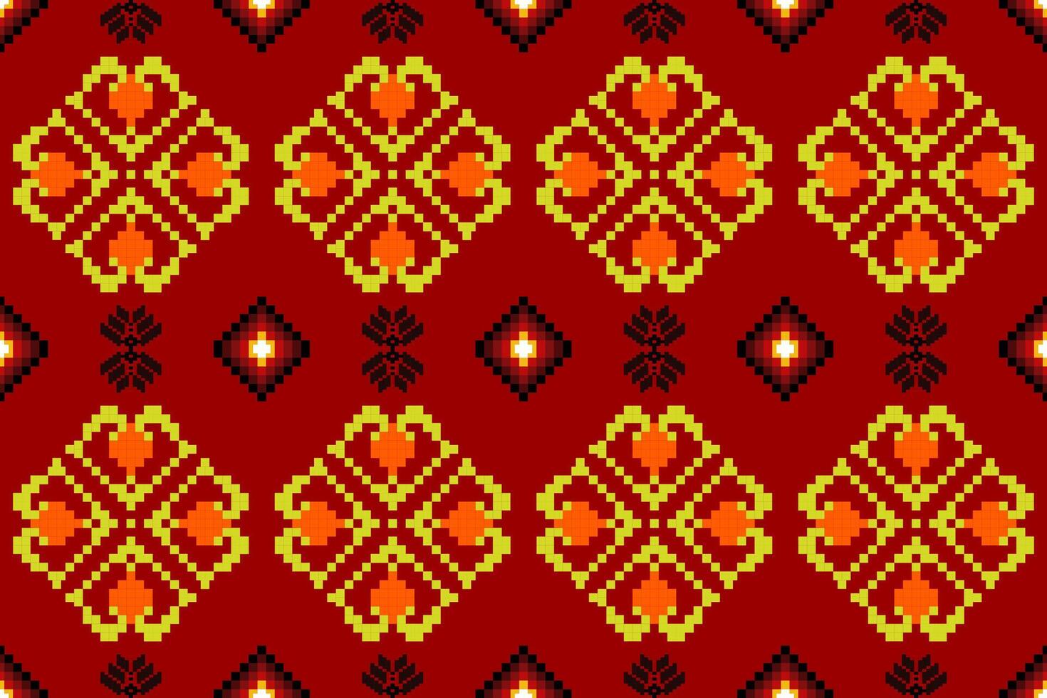 Pixel pattern ethnic oriental traditional. design fabric pattern textile African Indonesian Indian seamless Aztec style abstract illustration vector