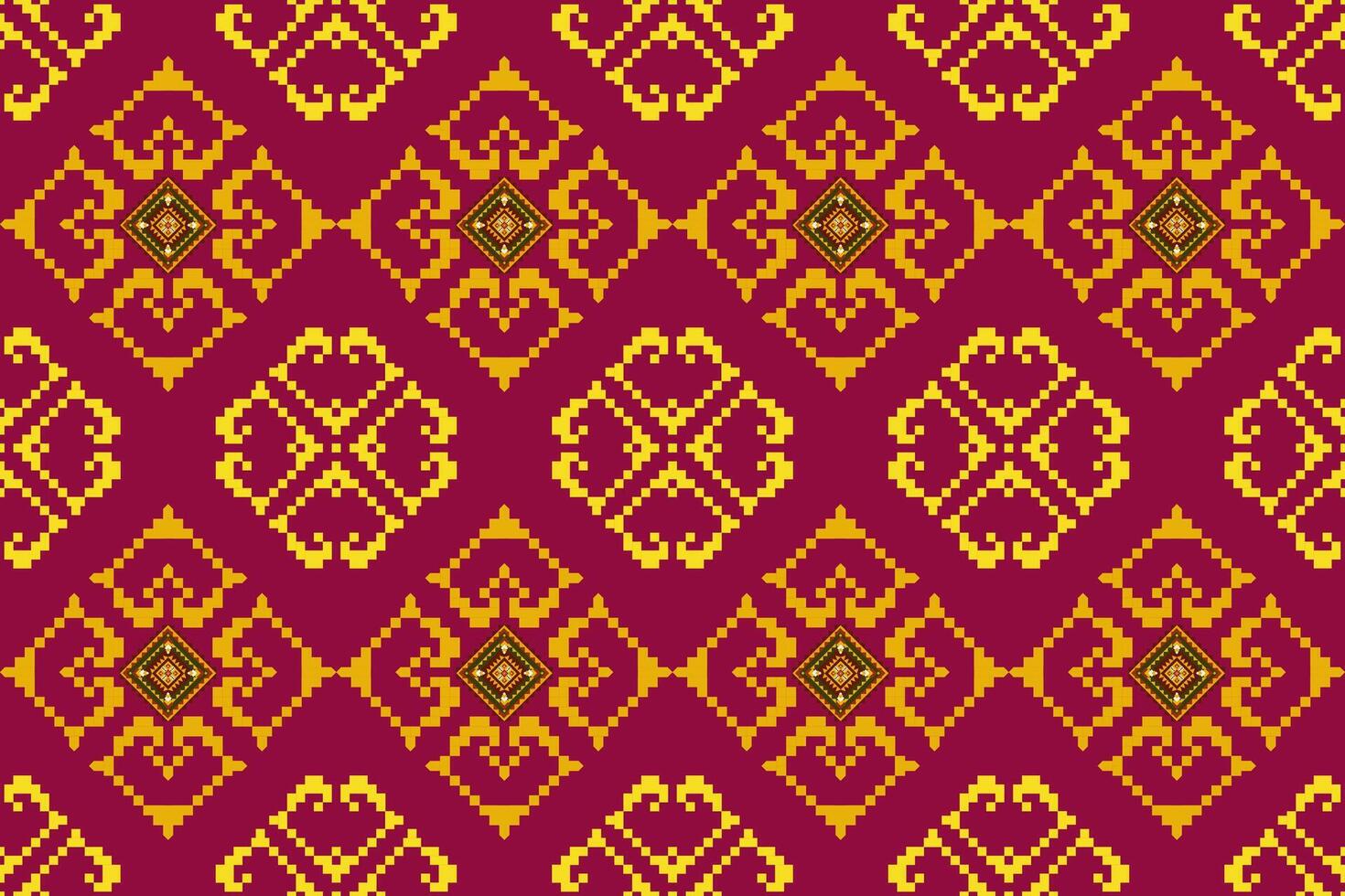 Pixel pattern ethnic oriental traditional design fabric pattern textile African Indonesian Indian seamless Aztec style abstract illustration vector