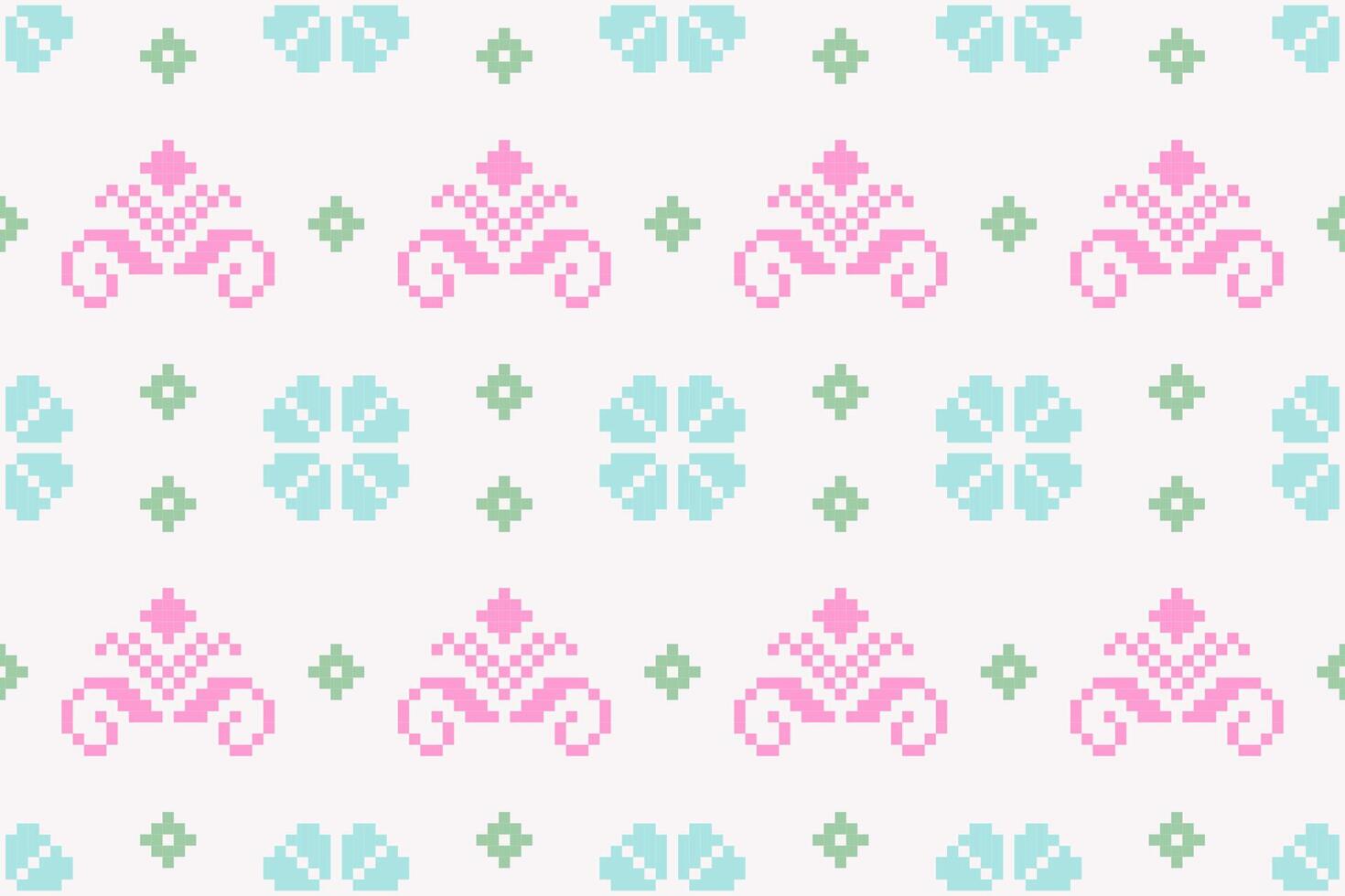 Pixel pattern ethnic oriental traditional design fabric pattern textile African Indonesian Indian seamless Aztec style abstract illustration vector
