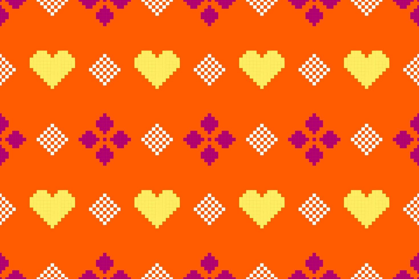 Pixel pattern ethnic oriental traditional design fabric pattern textile African Indonesian Indian seamless Aztec style abstract illustration vector