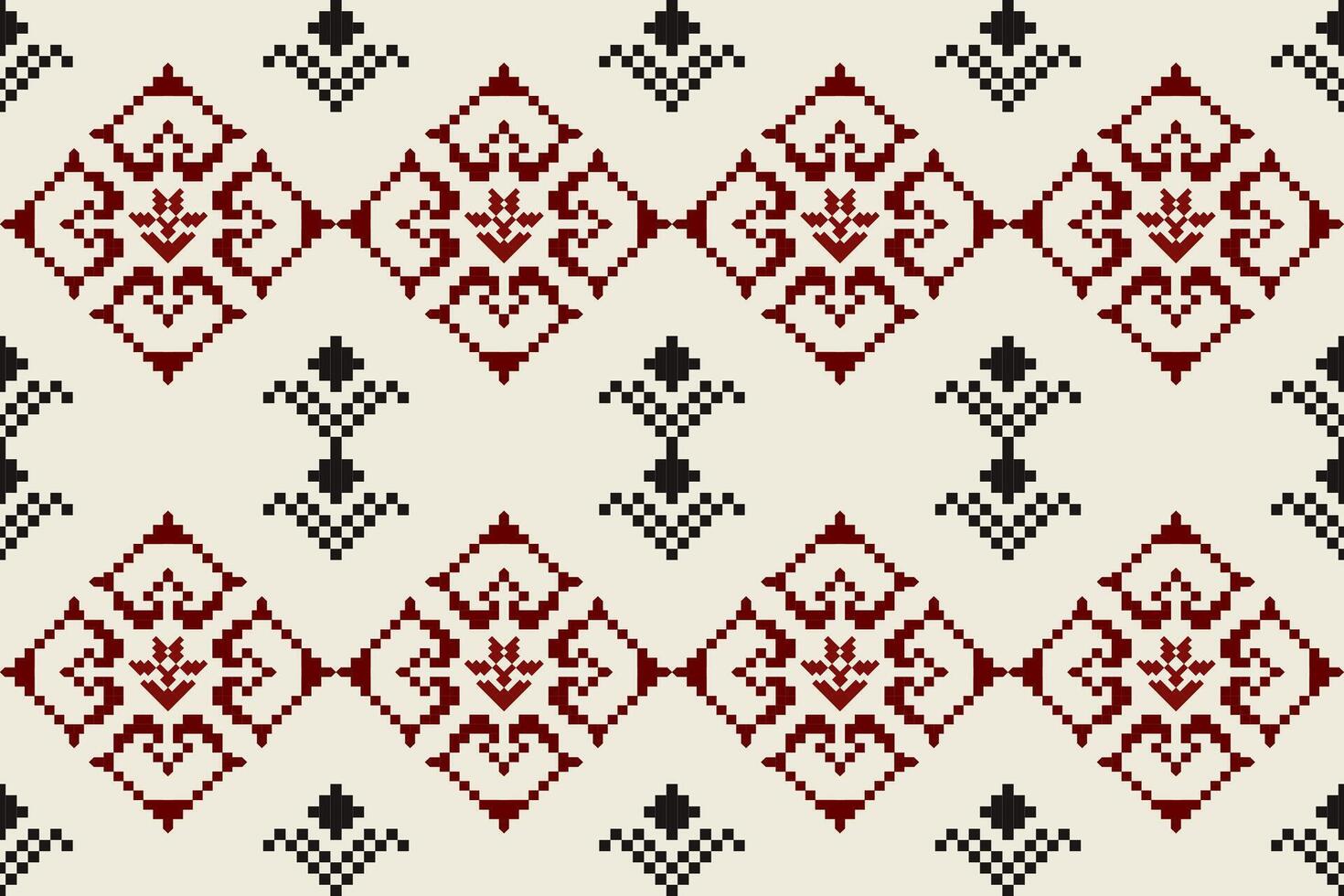 Pixel pattern ethnic oriental traditional. design fabric pattern textile African Indonesian Indian seamless Aztec style abstract illustration vector