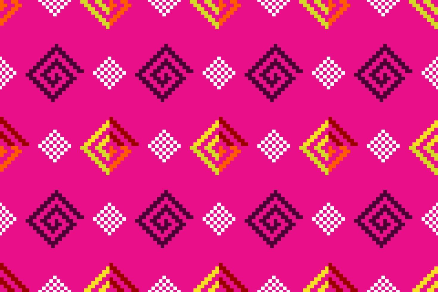 Pixel pattern ethnic oriental traditional design fabric pattern textile African Indonesian Indian seamless Aztec style abstract illustration vector