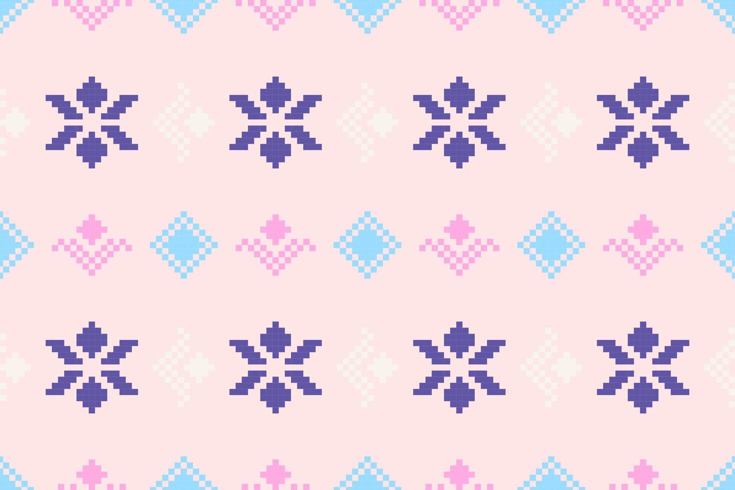 Pixel pattern ethnic oriental traditional design fabric pattern textile African Indonesian Indian seamless Aztec style abstract illustration vector
