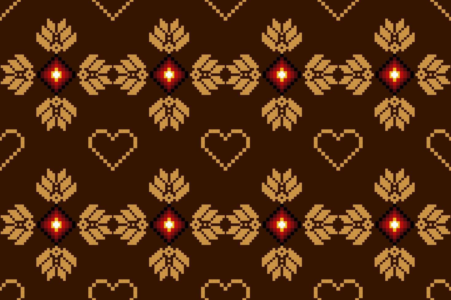 Pixel pattern ethnic oriental traditional. design fabric pattern textile African Indonesian Indian seamless Aztec style abstract illustration vector