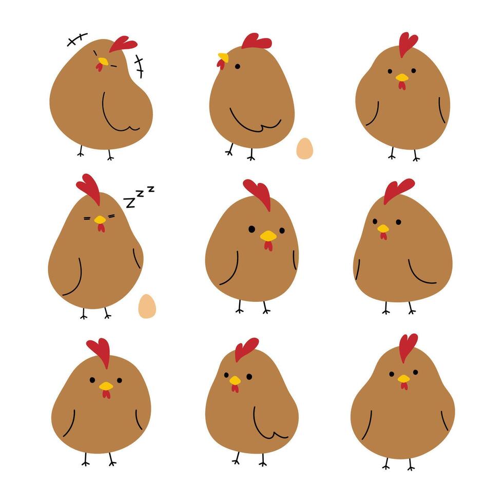 Brown Chicken 2 on a white background, illustration. vector