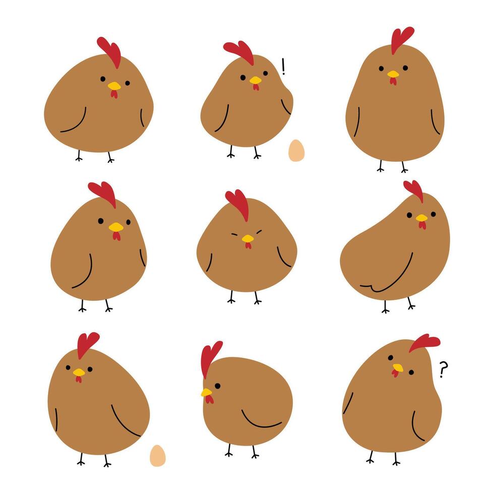 Brown Chicken on a white background, illustration. vector