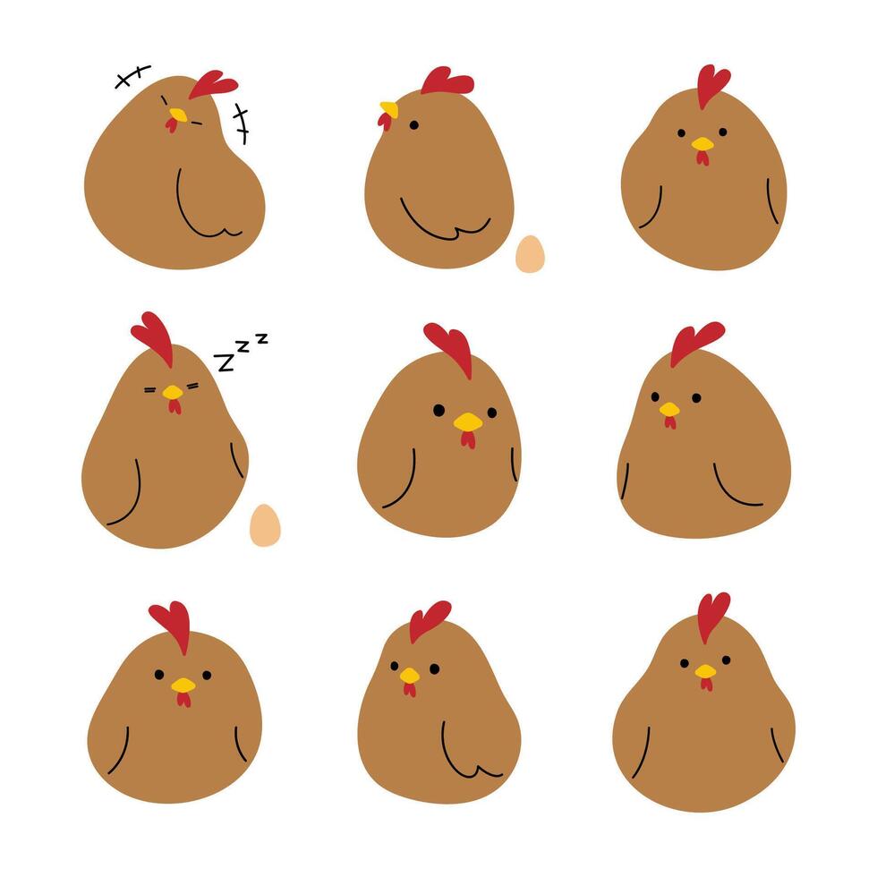 Brown Chicken on a background, illustration. vector