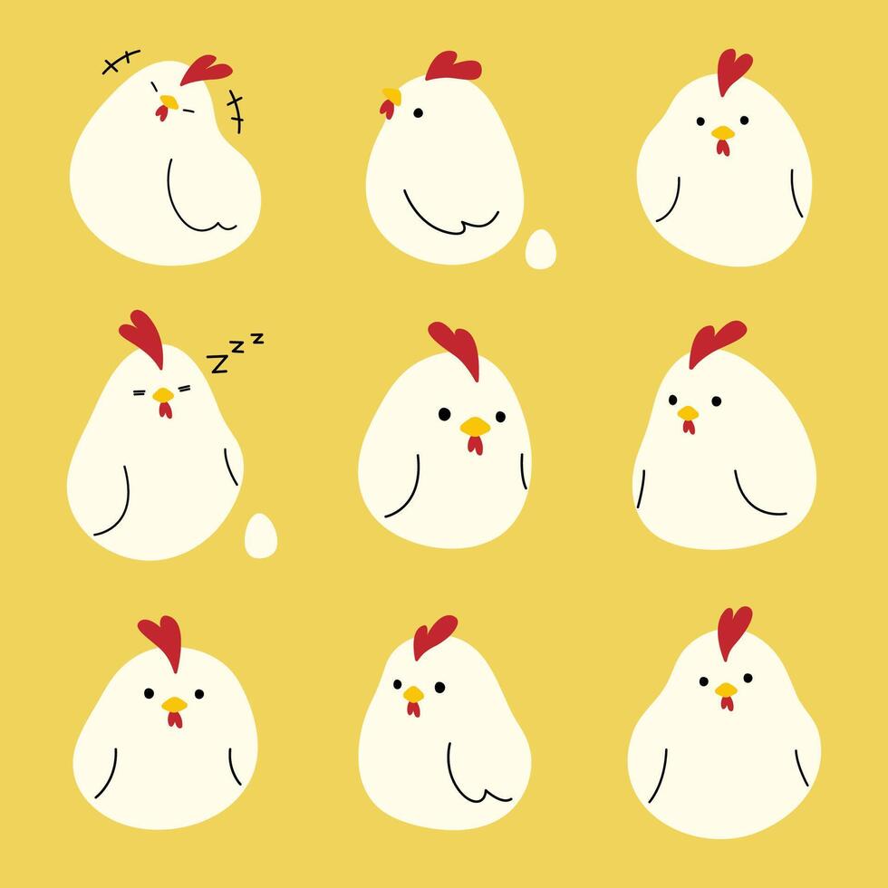 White Chicken on a background, illustration. vector