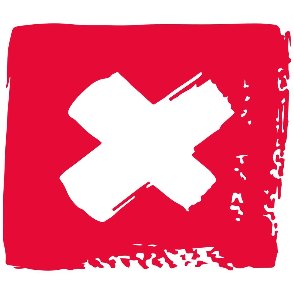 Cross mark single 1 on a white background, illustration. vector
