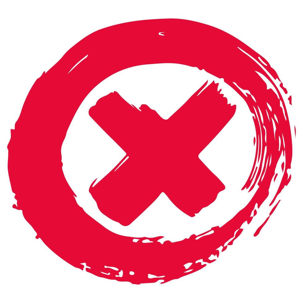 Cross mark single on a white background, illustration. vector