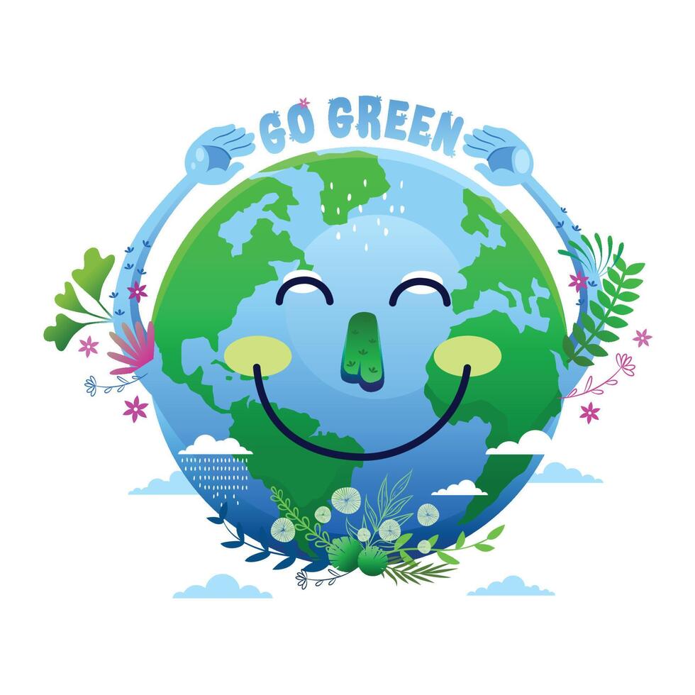 Environmental concept banner background. Go Green Save the world illustration vector