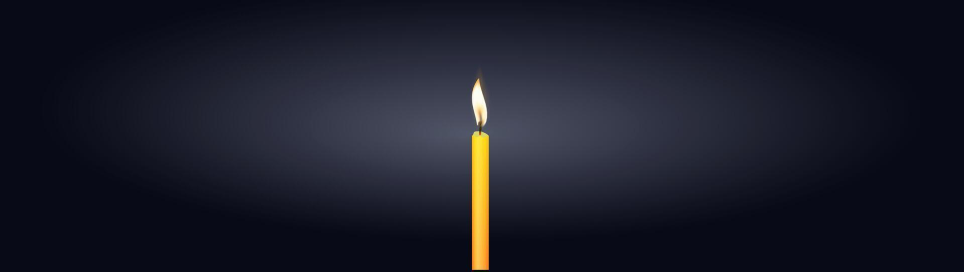 Concept of mourn, Candle dark on black background. vector