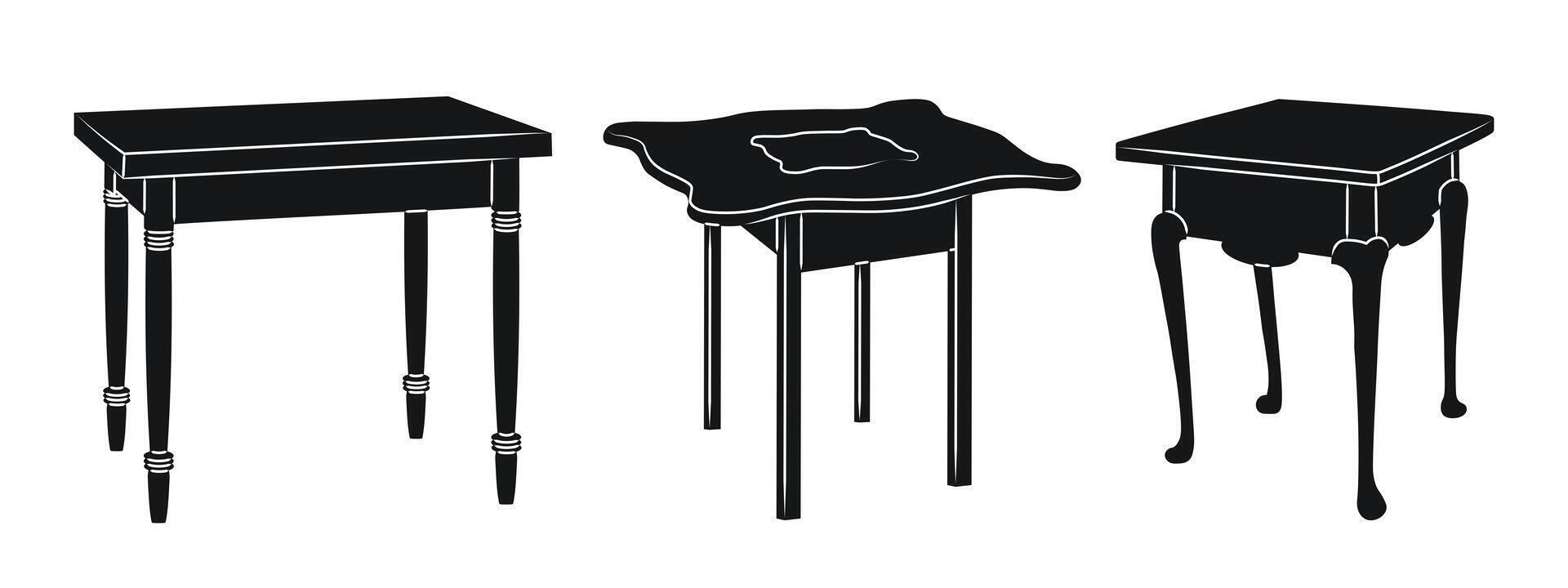 Image of single tables. Piece of the interior vector