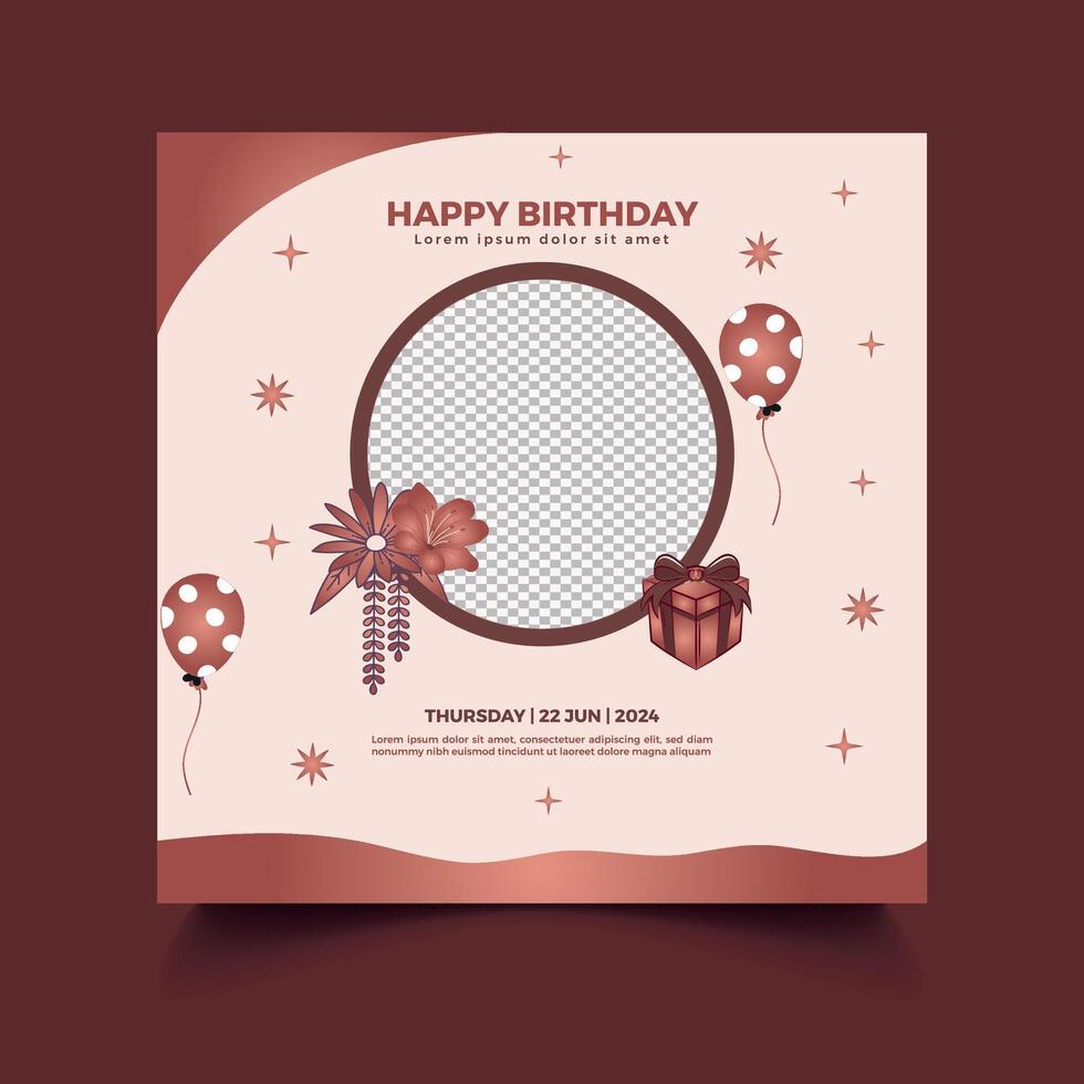 Birthday party social media post vector