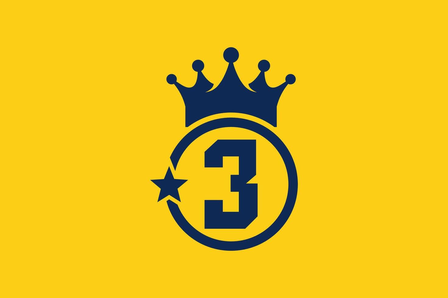 Flat number three third winner achievement champion award label logo template design illustration vector