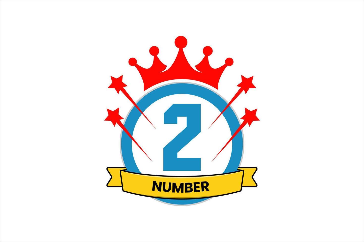 Flat number second two winner achievement champion award label logo template illustration vector