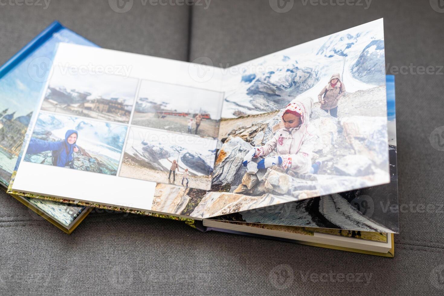 view open book with album at home photo