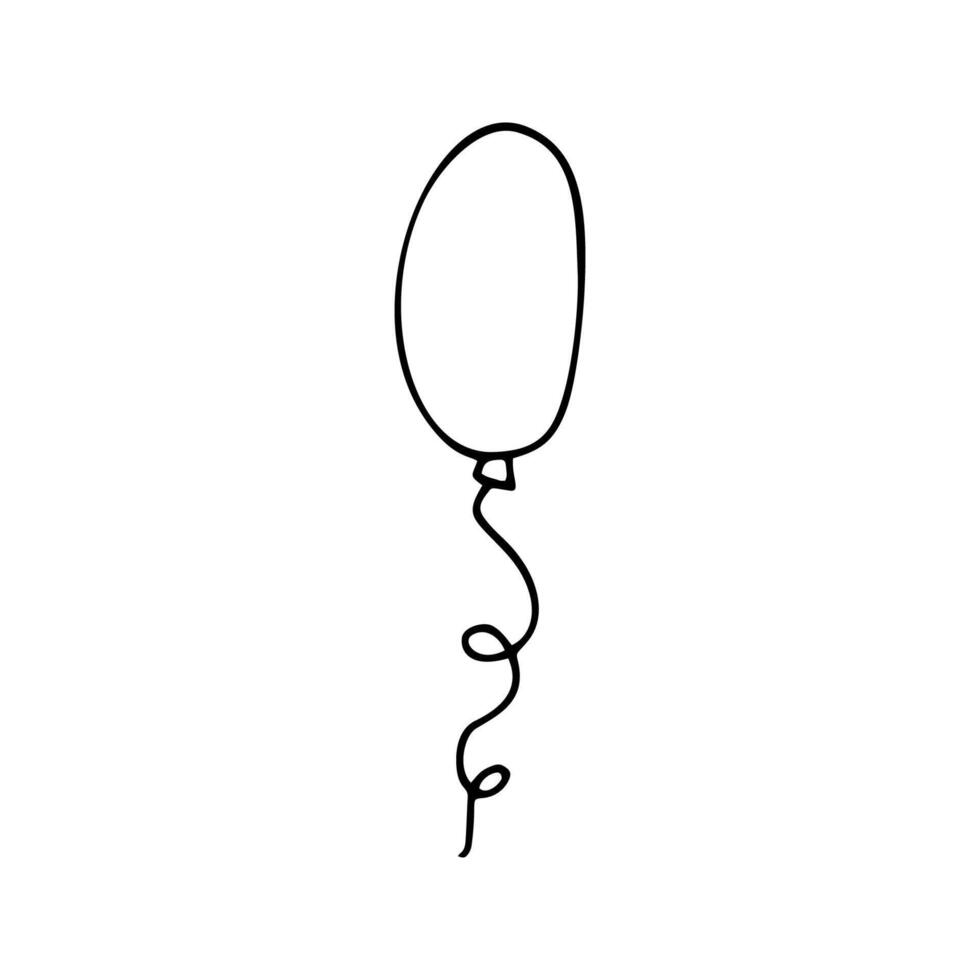 Simple cute doodle air balloon. Hand drawn clipart, isolated on white backdrop. vector