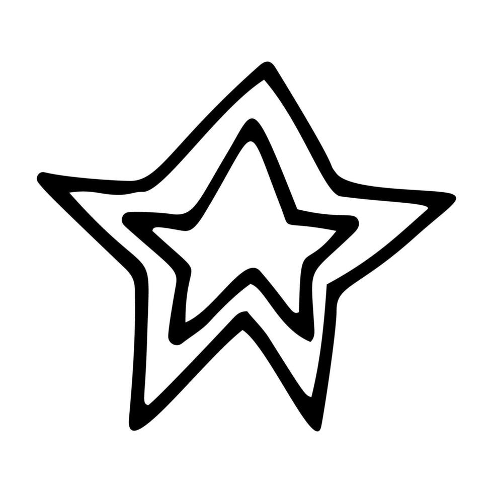 Single doodle double star. Hand drawn illustration for cards, posters, stickers and professional design. vector