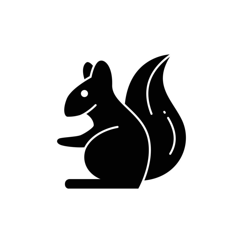Squirrel Glyph Icon - Autumn Season Icon Illustration Design vector