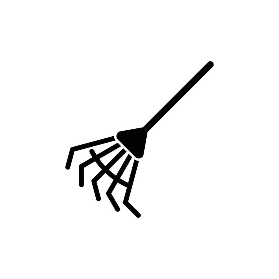 Rake Garden Glyph Icon - Autumn Season Icon Illustration Design vector