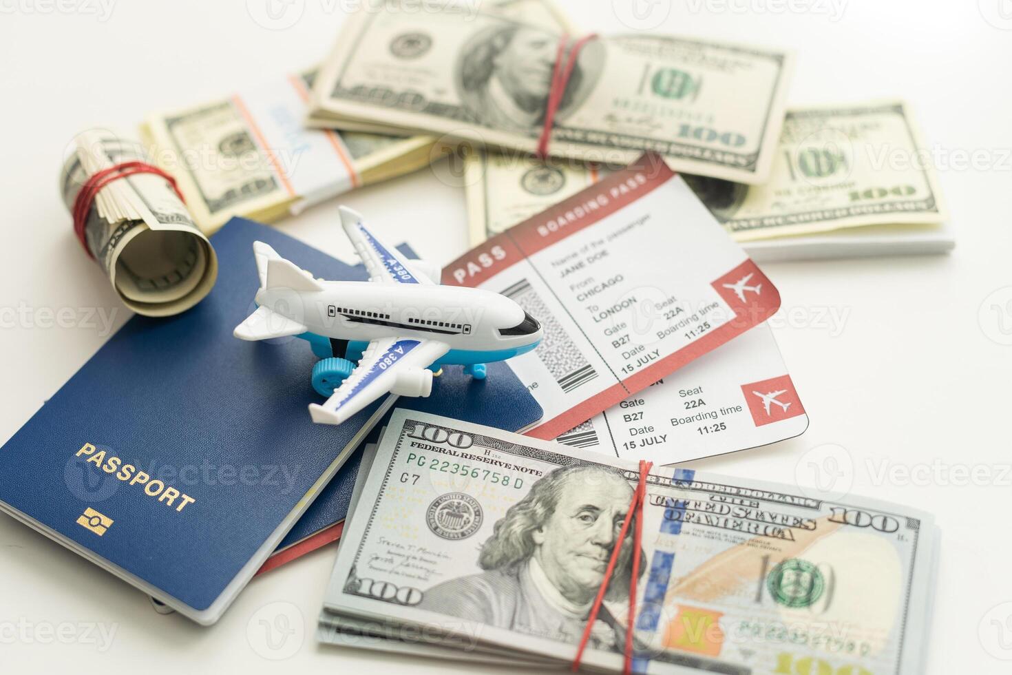 white plane on dollar cash closeup photo