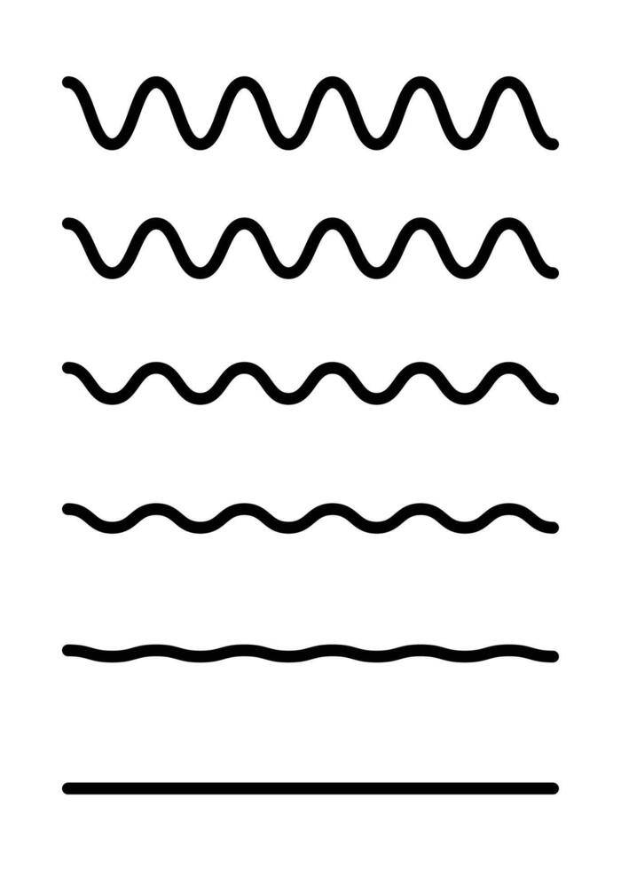 Set of wavy horizontal lines on white vector