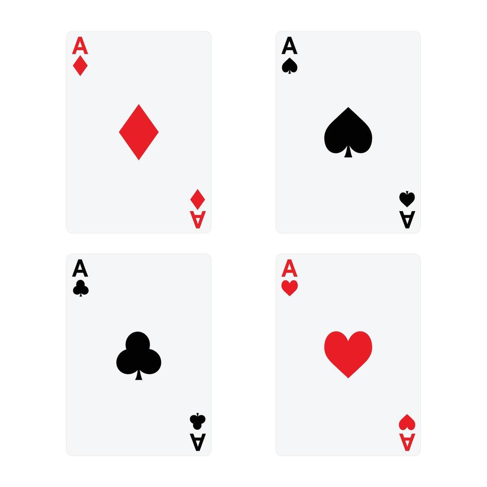 Set of playing cards , Ace card suit set on white vector