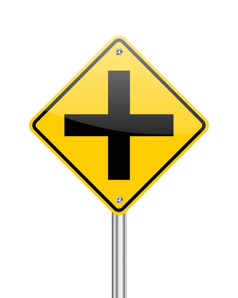 4-way intersection traffic sign traffic sign on white vector