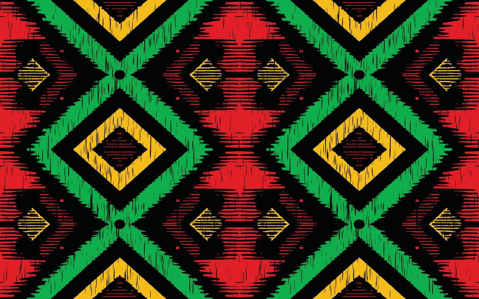 Ethnic abstract ikat art. Seamless pattern in tribal, folk embroidery, and Mexican style. Aztec geometric art vector
