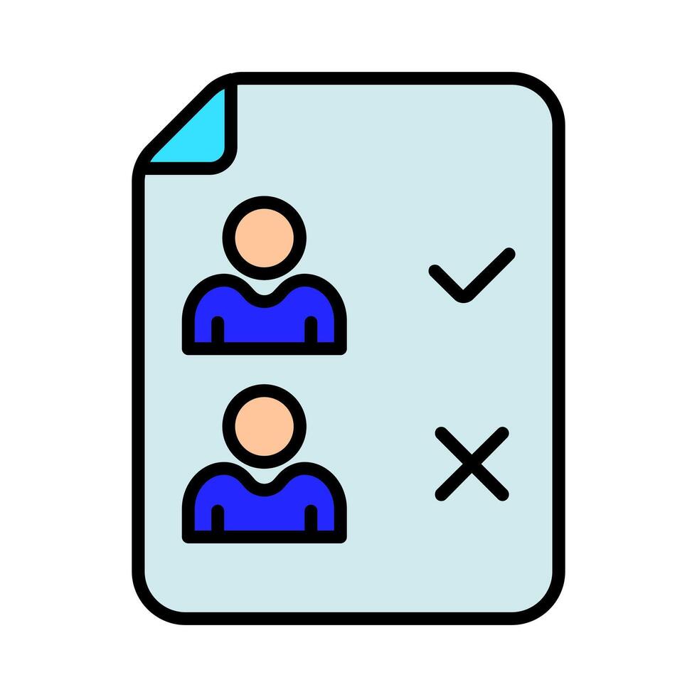 Bulletin with tick and cross icon. Elections, analysis, evote, check stamps, voting, candidate, voter, polling station, president, parliament, electronic voting, debate, election campaign. vector