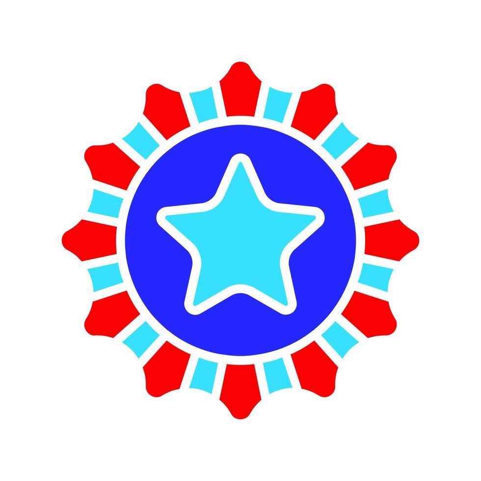 Patriotic badge icon. Red, white, and blue badge with a star in the center. National pride and celebration concept. vector