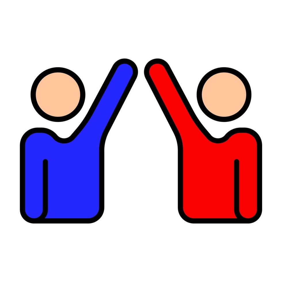 Debate set icon. Two figures high-fiving, representing agreement, collaboration, teamwork, political discussion, debate, argument, consensus, partnership, unity. vector