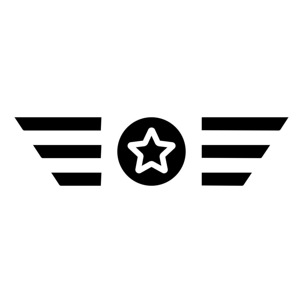 Patriotic wings icon. Red wings with blue circle and white star in the center. National pride and military concept. vector