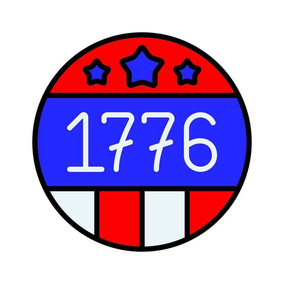 1776 badge icon. Round badge with stars, stripes, and the year 1776. American Independence and patriotism concept. vector
