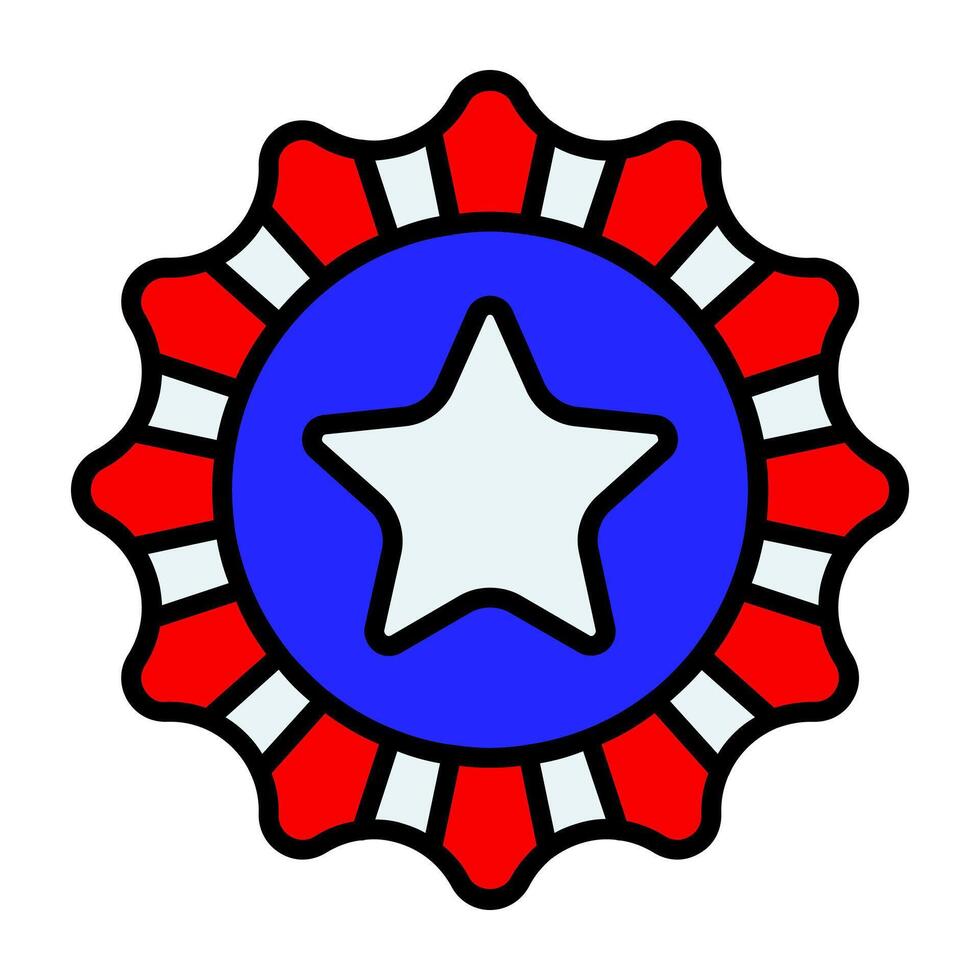 Patriotic badge icon. Red, white, and blue badge with a star in the center. National pride and celebration concept. vector