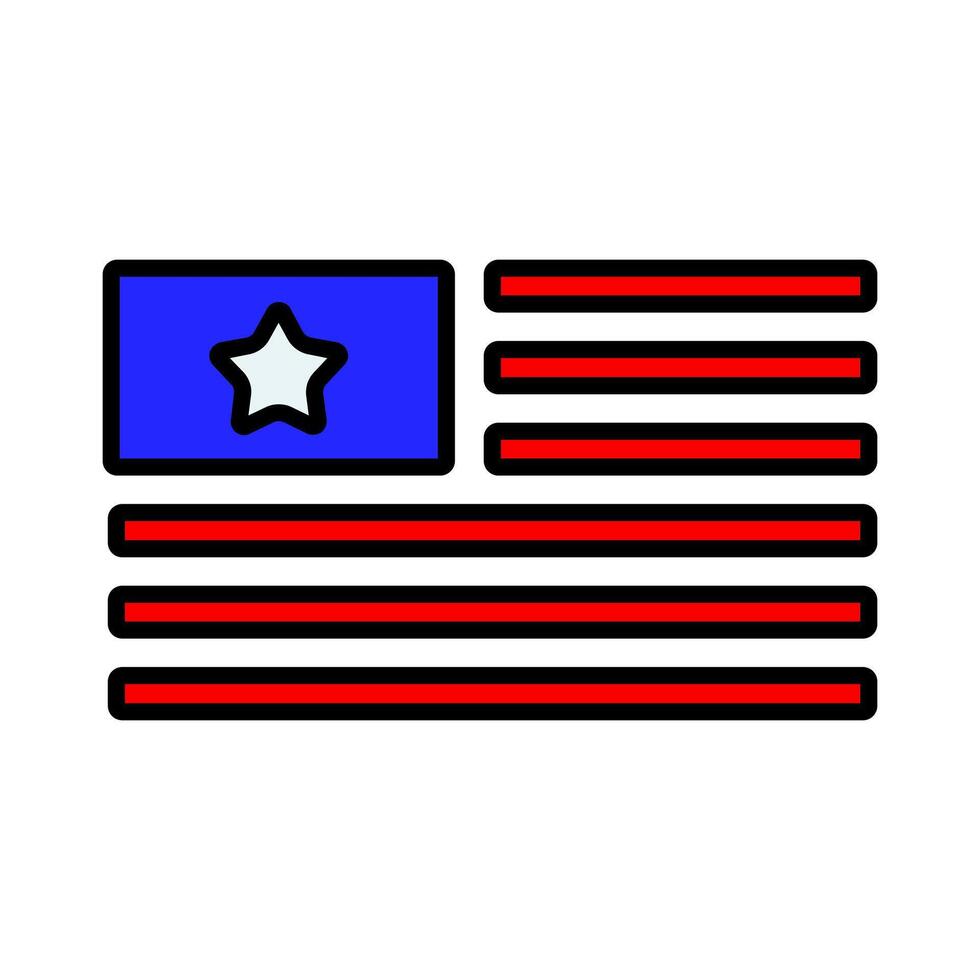 American flag icon. Red stripes and blue field with white star. Symbol of USA, patriotism, and national pride. vector