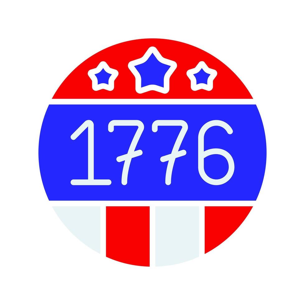 1776 badge icon. Round badge with stars, stripes, and the year 1776. American Independence and patriotism concept. vector
