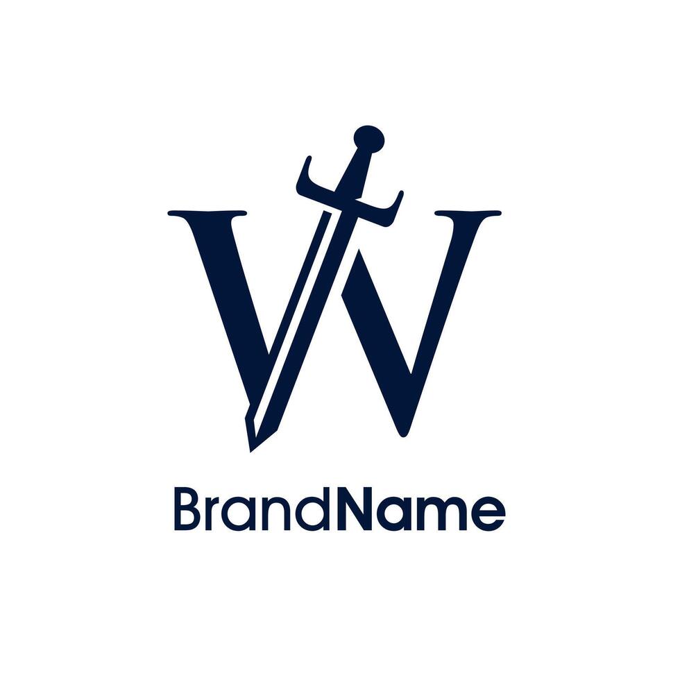 Elegant Initial W Sword Logo vector