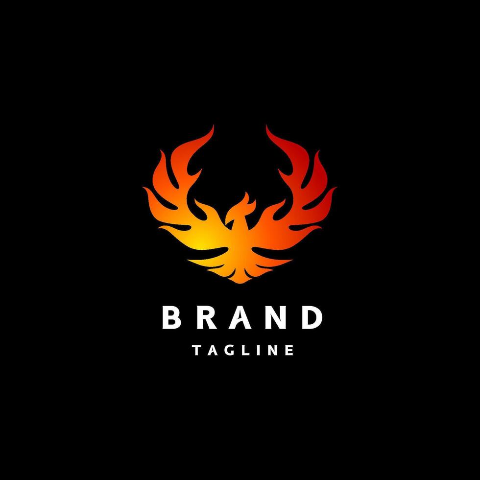 Legend Majestic Firebird Logo Design. Fiery Phoenix Bird Logo Design. vector