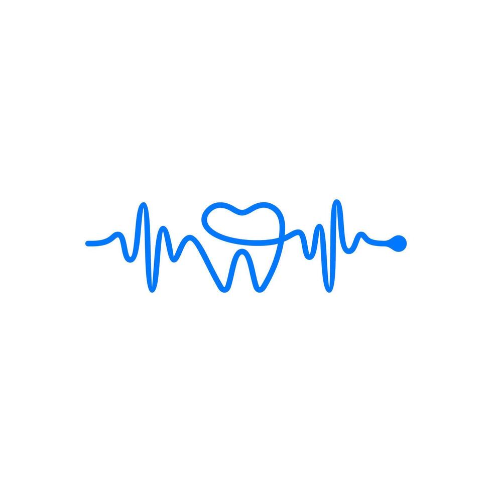 Creative Dental Pulse Logo Design. Heartbeat Forms Teeth Silhouette Logo Design. vector