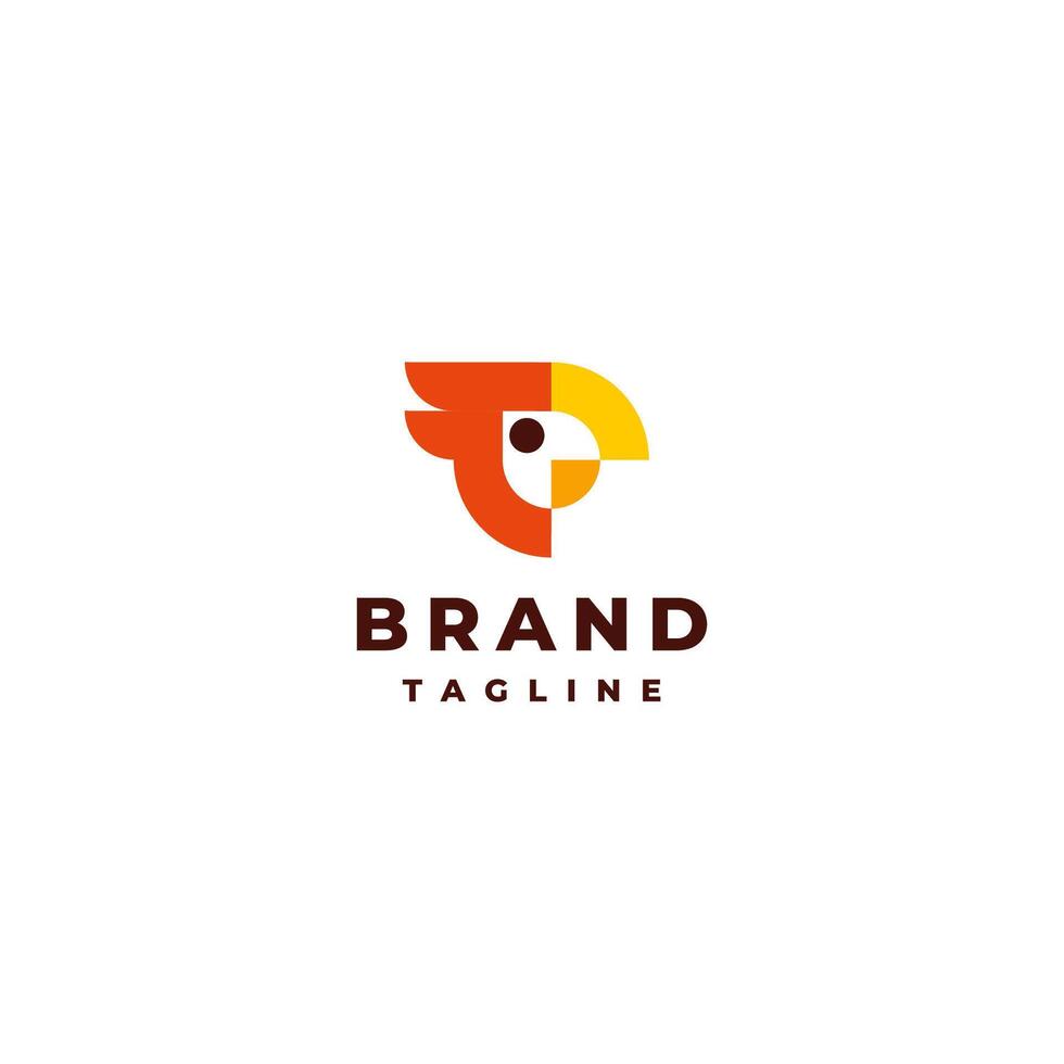 Simple Pixel Parrot Head Logo Design. Parrot Head Simple Icon Logo Design. vector