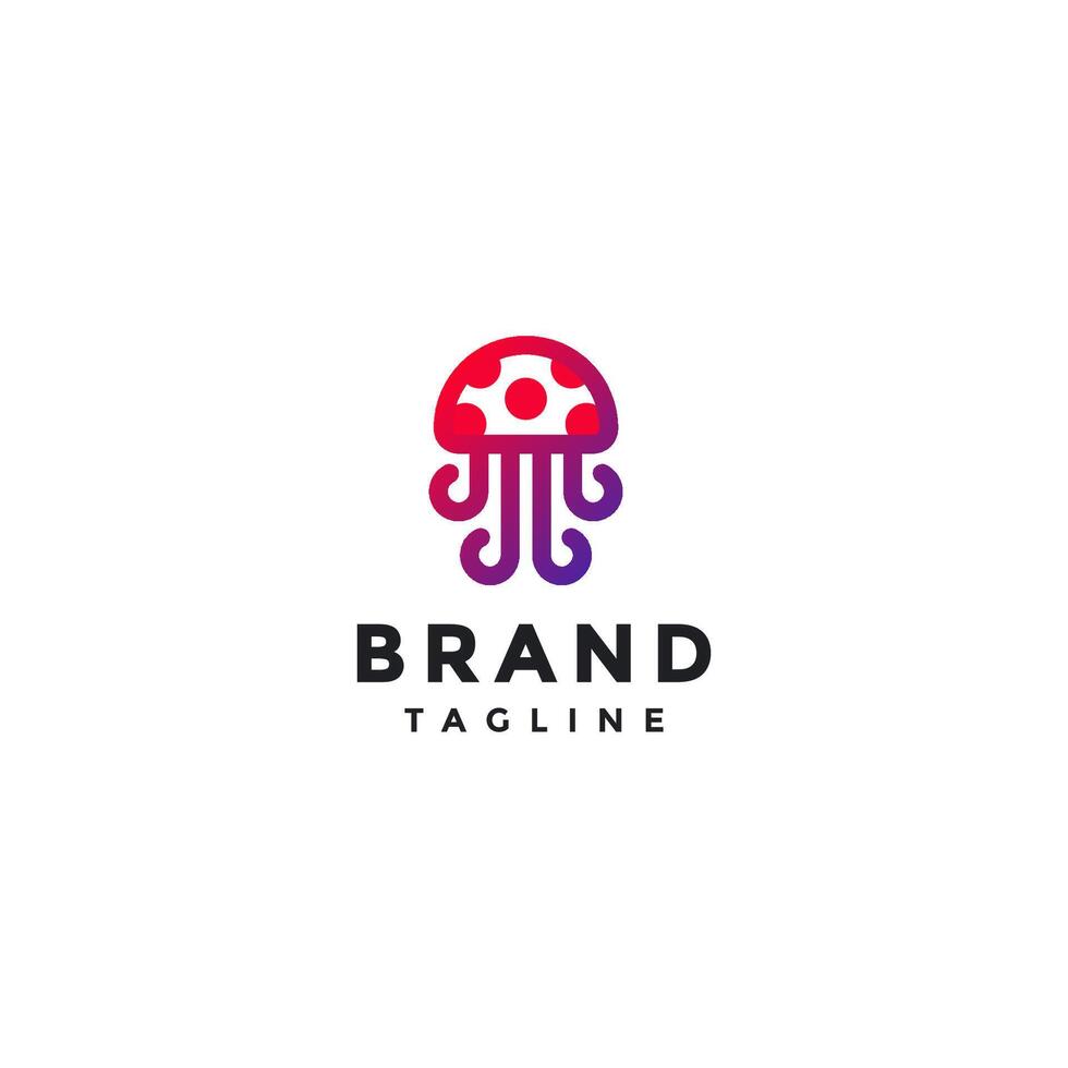 Simple Mushroom Squid Logo Design. Mushroom Icon With Tentacles Logo Design. vector