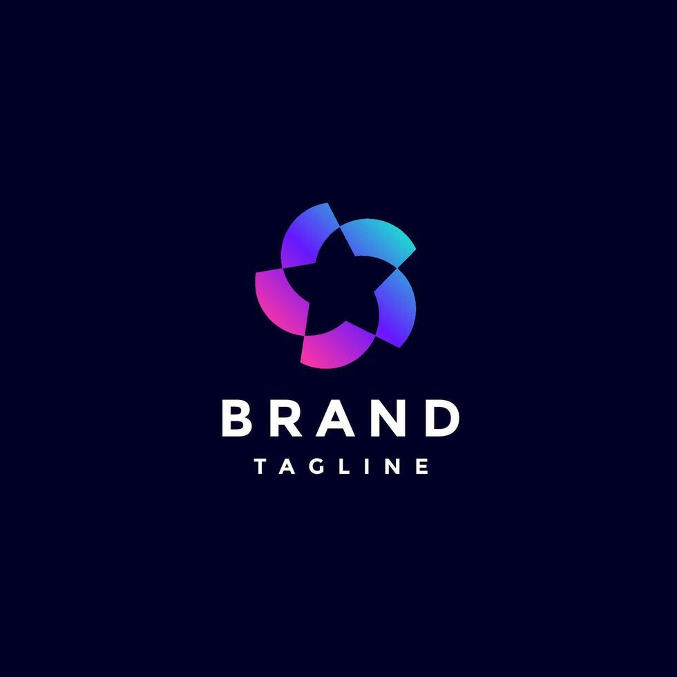 Rotating Geometry Field Star Logo Design. Colorful Geometry Field With Stars In The Center Logo Design. vector